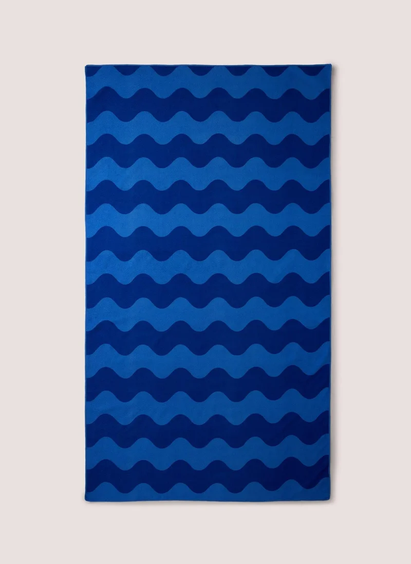 ماتلان Blue Wavy Stripe Extra Large Beach Towel